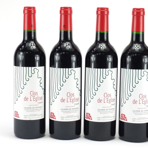 2259 - Six bottles of 1998 Clos De L'eglise Lalande De Pomerol red wine