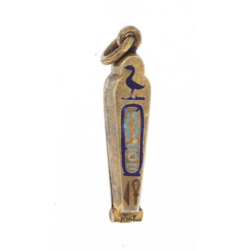 397 - Egyptian Revival 800 grade silver and enamel Tutankhamun pendant, opening to reveal an enamelled mum... 