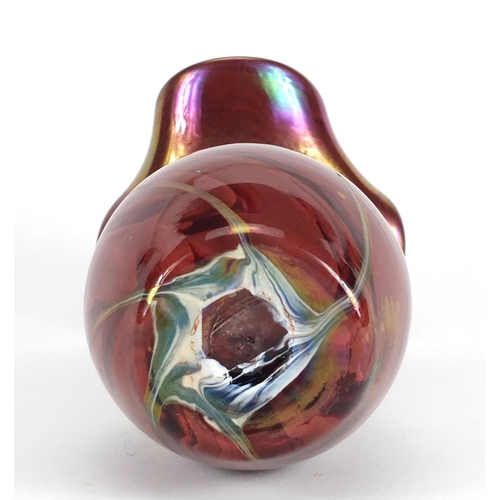 246 - Iridescent art glass vase, 18cm high