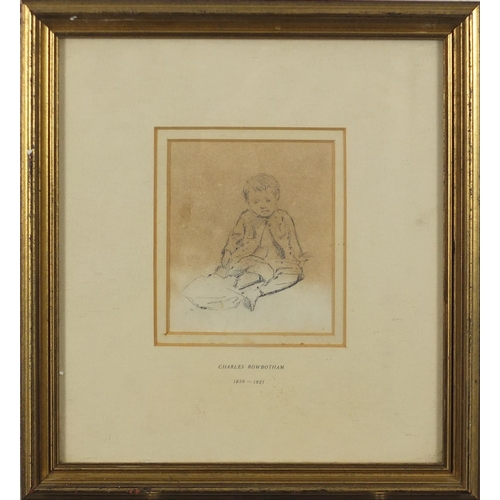 813 - Charles Rowbotham - Young boy reading a book and one other, two 19th century pencil drawings, framed... 