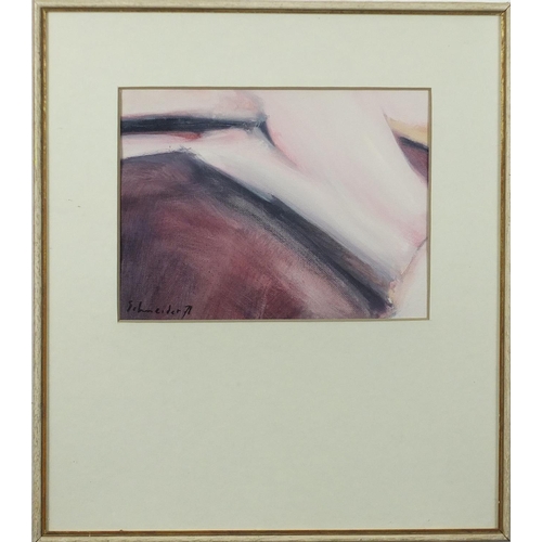 825 - Attributed to Gerard Ernest Schneider - Purple abstract, mounted and framed, 23.5cm x 17.5cm (PROVEN... 