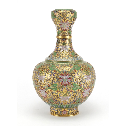 2300 - Chinese cloisonné vase enamelled with flower heads amongst foliate scrolls, 26cm high