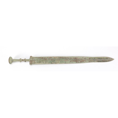 365 - Patinated bronze dagger possibly Islamic, 54.5cm in length