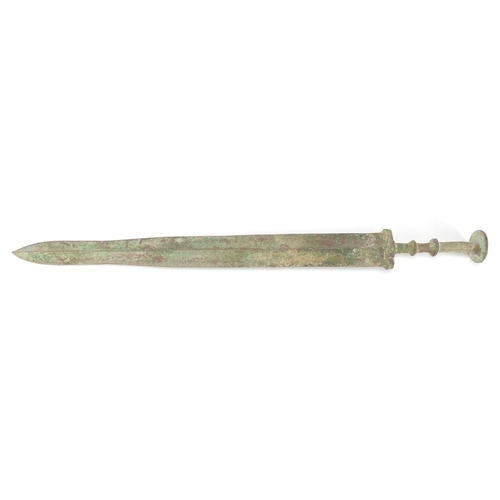 365 - Patinated bronze dagger possibly Islamic, 54.5cm in length