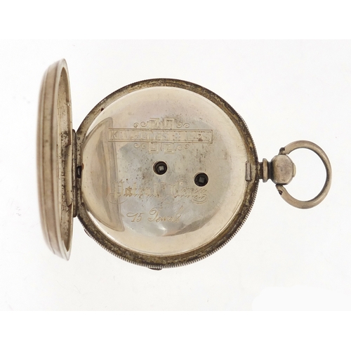 697 - Gentleman's silver Kay Jones & Co open face pocket watch, the movement numbered 162727, 5cm in diame... 