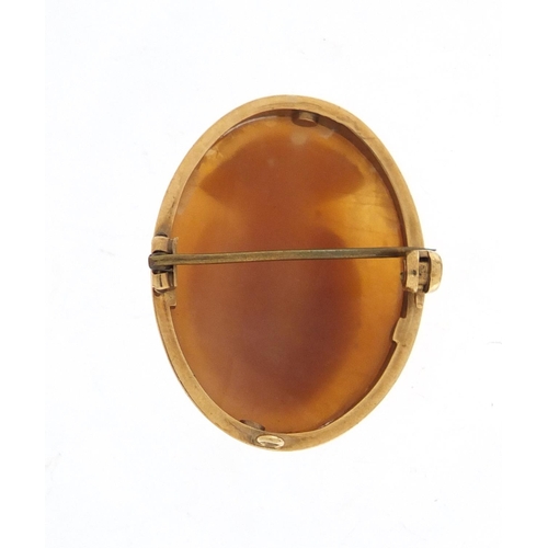 2679 - 9ct gold cameo maiden head brooch, 3.5cm in length, approximate weight 7.2g