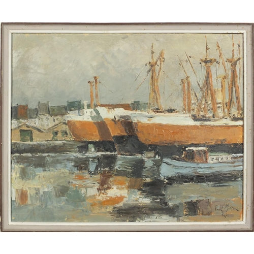 2189 - Port scene, French school oil on canvas, bearing signature Paul Mattsien, framed, 49cm x 39.5cm