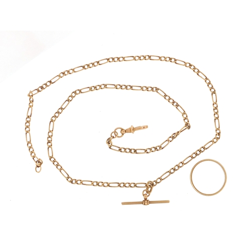 2678 - 9ct gold Figaro link necklace and 9ct gold wedding band, approximate weight 6.7g