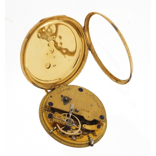 702 - Victorian ladies 18ct gold Kendal & Dent pocket watch, the movement numbered 1856, the case dated Ch... 