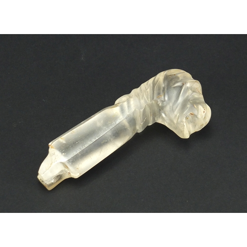 368 - Carved rock crystal handle possibly Indian, 9cm in length