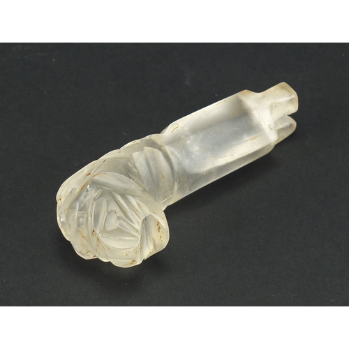 368 - Carved rock crystal handle possibly Indian, 9cm in length
