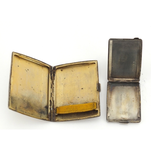 2538 - Rectangular silver vesta, matchbox case and mustard, various hallmarks, the largest 8.5cm wide, appr... 