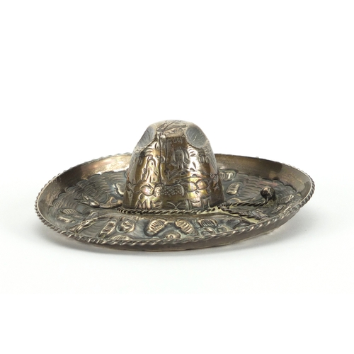 2543 - Sterling silver Mexican sombrero hat, 11cm in diameter, approximate weight 50.8g