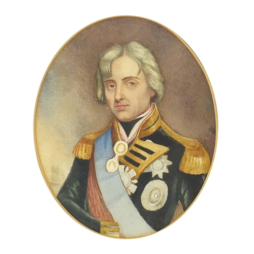 728 - Attributed to John Hoppner - Portrait of Lord Nelson, commemorating The Battle of Trafalgar 1805, ov... 