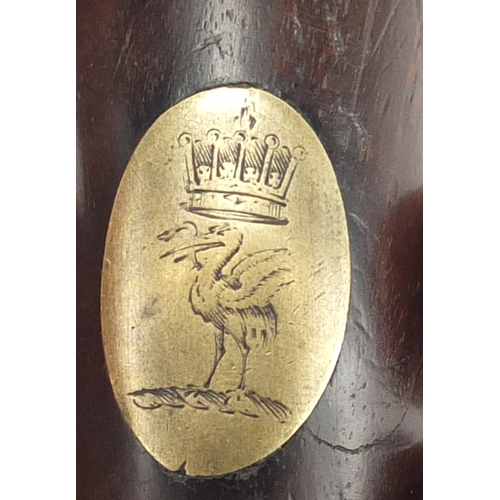 170 - 19th century walnut flintlock pistol with brass mounts, the lock engraved Richards, with impressed p... 