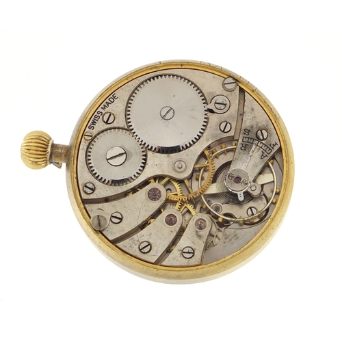 666 - Military interest trench watch with 9ct gold Francis Borgel case, 3.5cm in diameter