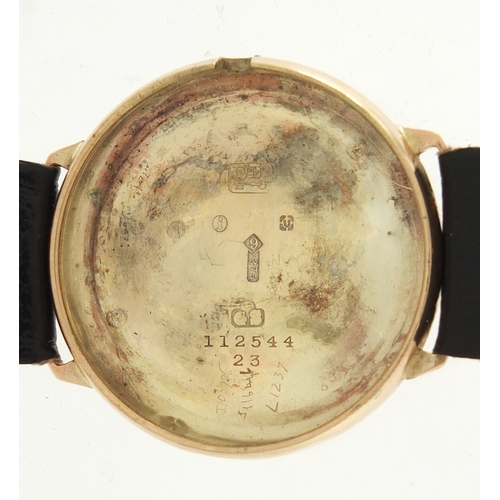 666 - Military interest trench watch with 9ct gold Francis Borgel case, 3.5cm in diameter