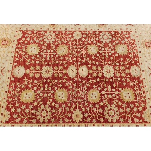 37 - Zigler red and cream ground floral carpet, 300cm x 243cm