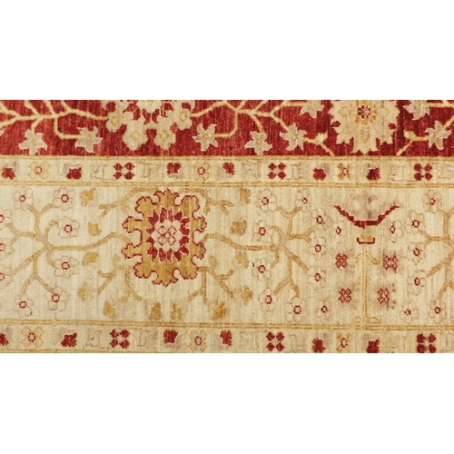 37 - Zigler red and cream ground floral carpet, 300cm x 243cm