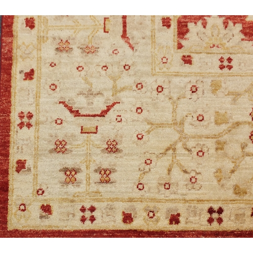 37 - Zigler red and cream ground floral carpet, 300cm x 243cm