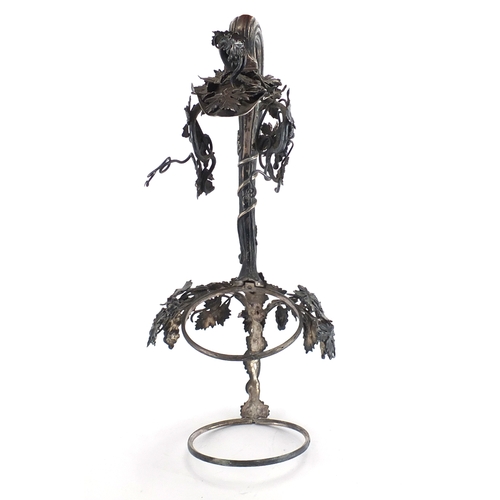 514A - Victorian silver claret jug mount/handle and lid, moulded with grape vines, by Robert Garrard London... 