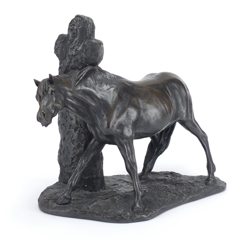 293 - Bronzed study of a horse, inscribed Neadon 2000, 22cm high