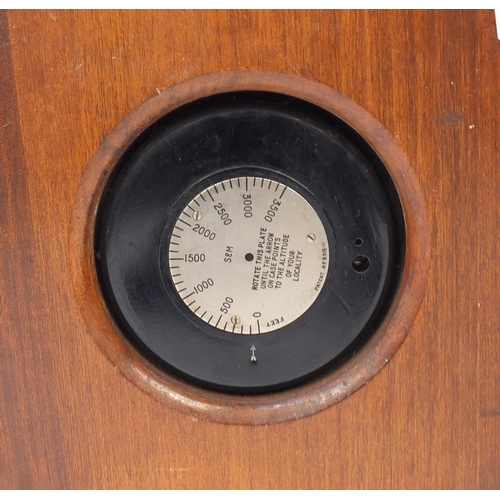 286 - Oak wall hanging barometer, Art Deco oak clock and an agate clock