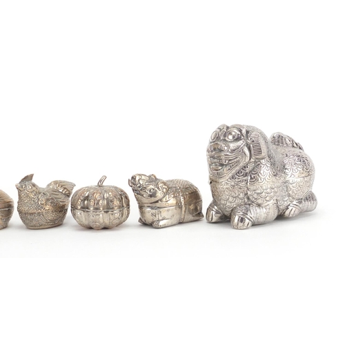 717 - Group of Chinese silver coloured metal animal trinkets
