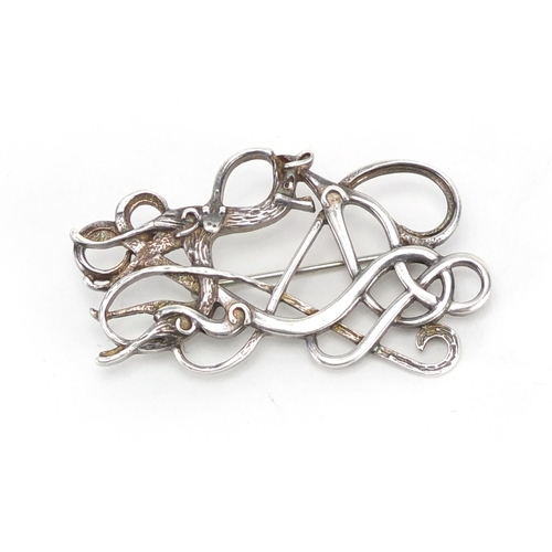 368 - Scottish Iona silver serpent brooch, stamped OMG, 5cm in length, approximate weight 10.5g