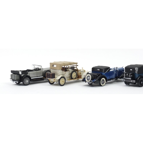 2431 - Five Franklin Mint die cast vehicles including 1933 Dusenberg and 1929 Rolls Royce