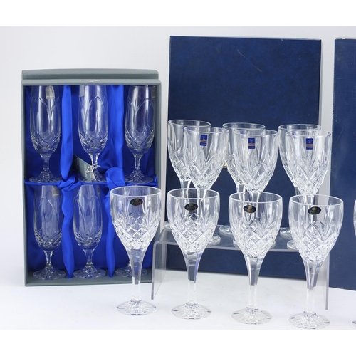 2424 - Three sets of six crystal glasses comprising Aynlsey, Cara crystal and Gleneagles, all boxed