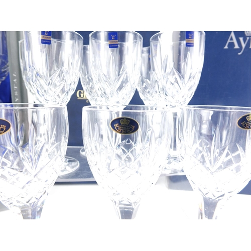 2424 - Three sets of six crystal glasses comprising Aynlsey, Cara crystal and Gleneagles, all boxed