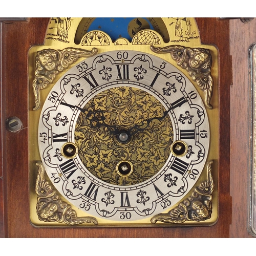 2206 - Franz Hermle bracket clock striking on five rods, with moon phase dial and silvered chapter ring, 33... 