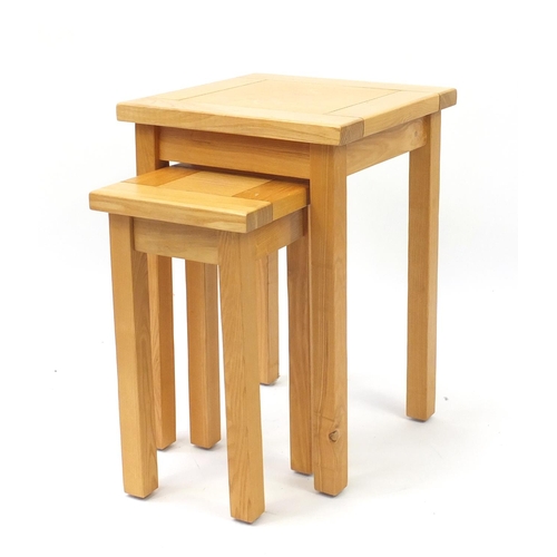 182 - Nest of two light oak occasional tables, the largest 59cm H x 40cm W x 40cm D