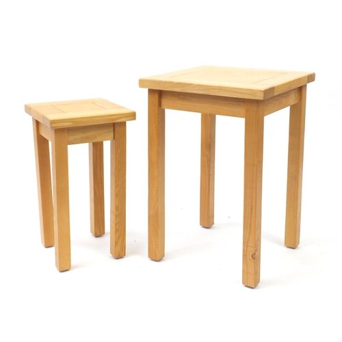 182 - Nest of two light oak occasional tables, the largest 59cm H x 40cm W x 40cm D