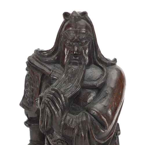 2229 - Chinese root carving of a warrior, 34cm high