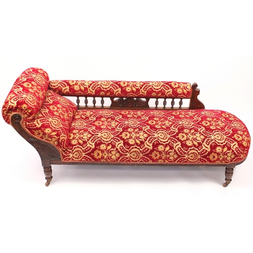 2081 - Edwardian carved mahogany salon suite comprising chaise lounge, gentleman's chair and ladies chair w... 