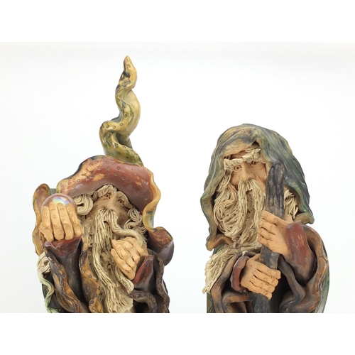 2376 - Two pottery wizards by Joy Pamphilon, the largest 48cm high