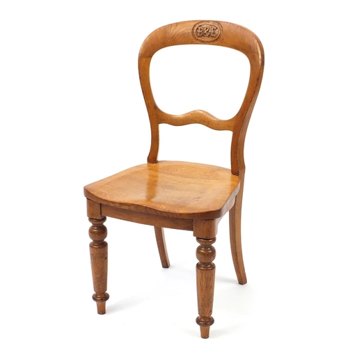 2045 - Railway interest Bristol and Exeter Oak boardroom chair, 90cm high