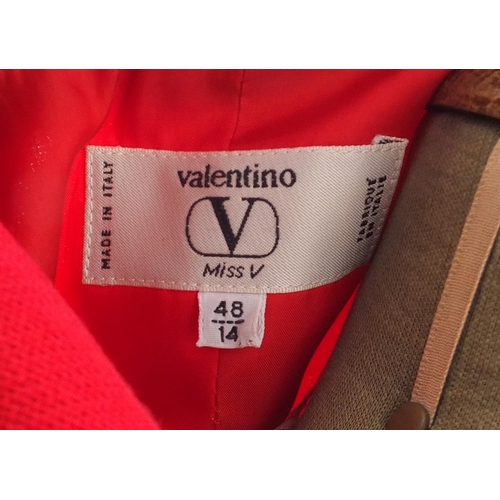 2488 - Valentino red wool two piece jacket and skirt suit, size 14
