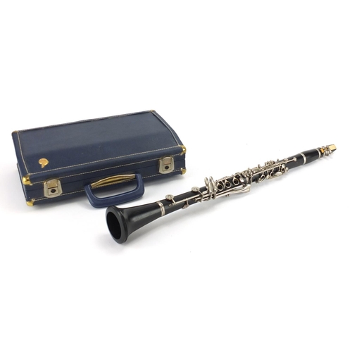 2356 - Ebonised Boosey & Hawkes three piece clarinet, numbered 551660, with fitted box
