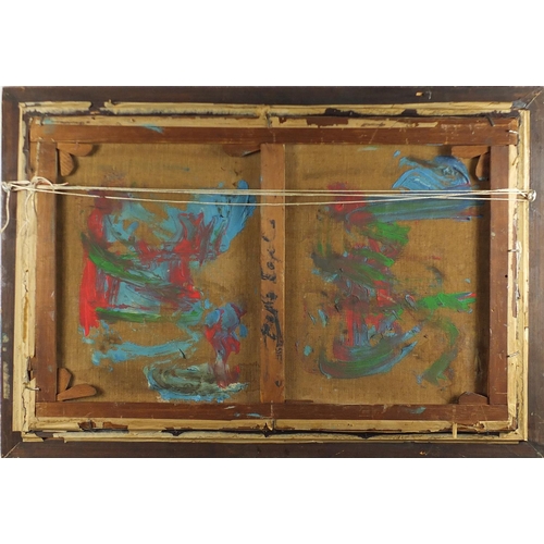 2148 - Manner of Emile Boyer - Paris river scene, oil on board, mounted and framed, 69cm x 44cm