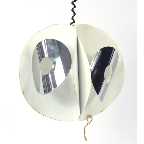 2163 - Vintage modernist enamelled metal light fitting, 36cm high