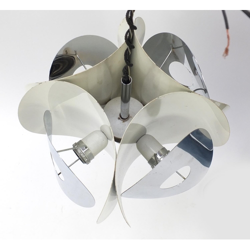2163 - Vintage modernist enamelled metal light fitting, 36cm high