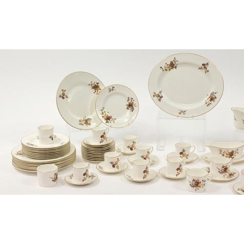 2168 - Royal Worcester dinner and teawares, hand painted with fruit including coffee pot, meat plate and tr... 