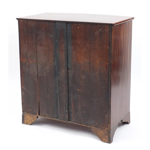 2021 - Georgian mahogany bow front four drawer chest with bracket feet, 99cm H x 91cm W x 55cm D