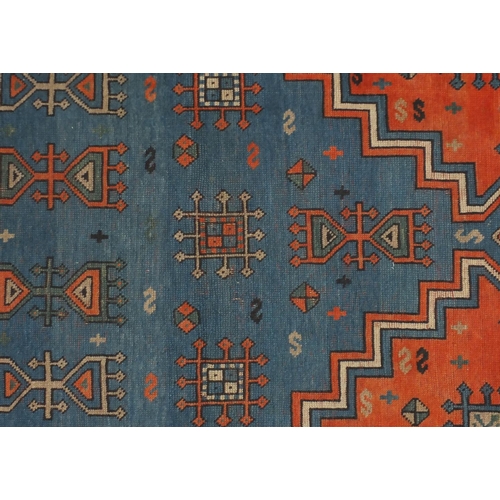 2074 - Rectangular antique Kazak prayer rug, 202cm x 132cm