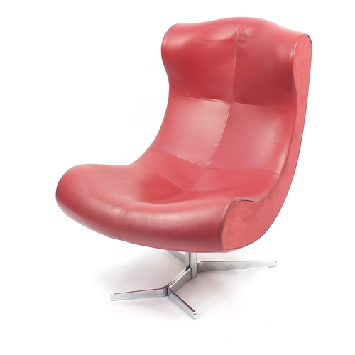 2004 - Contemporary French red leather chair by Ligne Roset, 102cm high