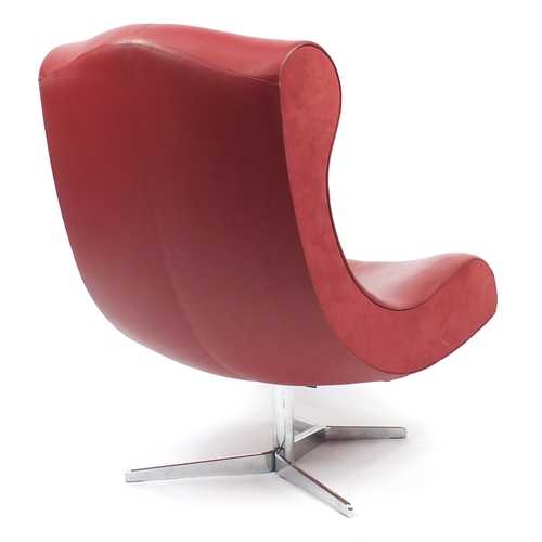 2004 - Contemporary French red leather chair by Ligne Roset, 102cm high