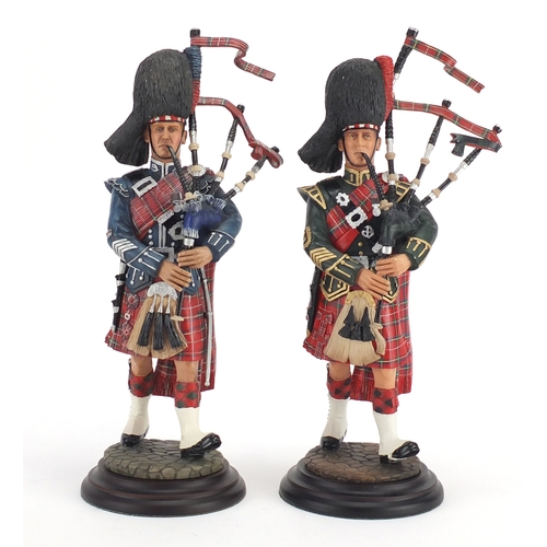 Two Ballantynes of Walkerburn hand painted Military figures, Scots Guards  Pipe Major and Black Watch